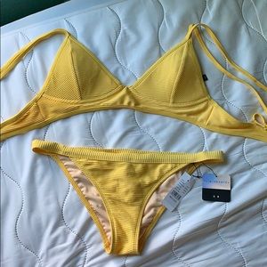 New Yellow Ribbed Bikini